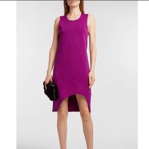 Helmut Lang Purple Asymmetrical Hi Low Scuba Stretchy Sleeveless Dress Sz M